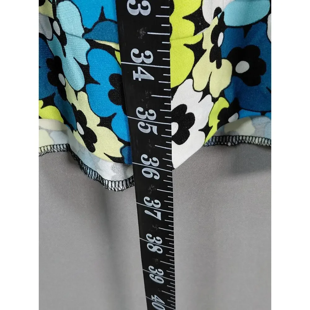 Michael Kors Blue Floral V-Neck Cap Sleeve Jersey Dress Women Size S